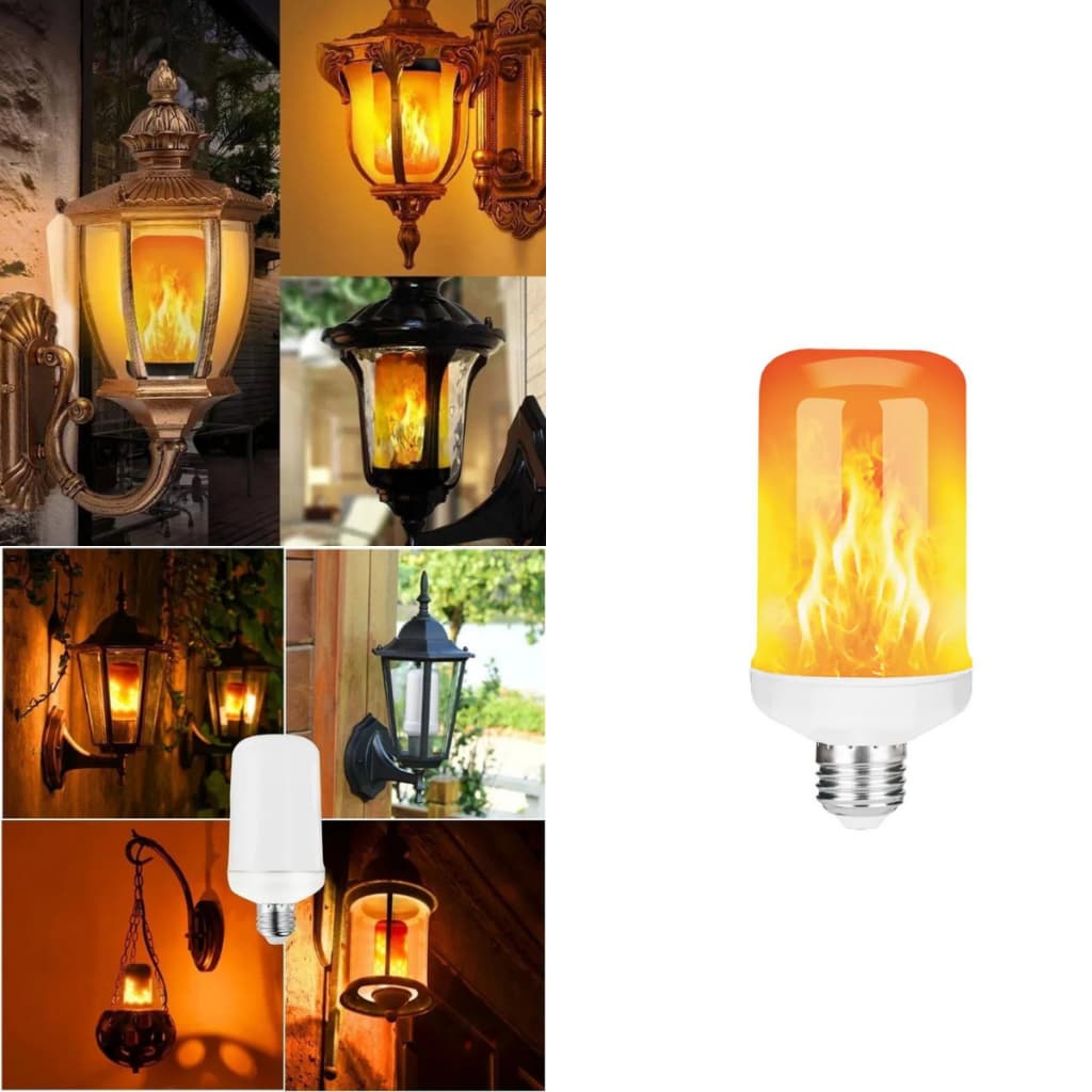 Kit 2 Lâmpada Led 9W Simula Chama Fogo Tocha Bulb E27 Cenário Cosplay