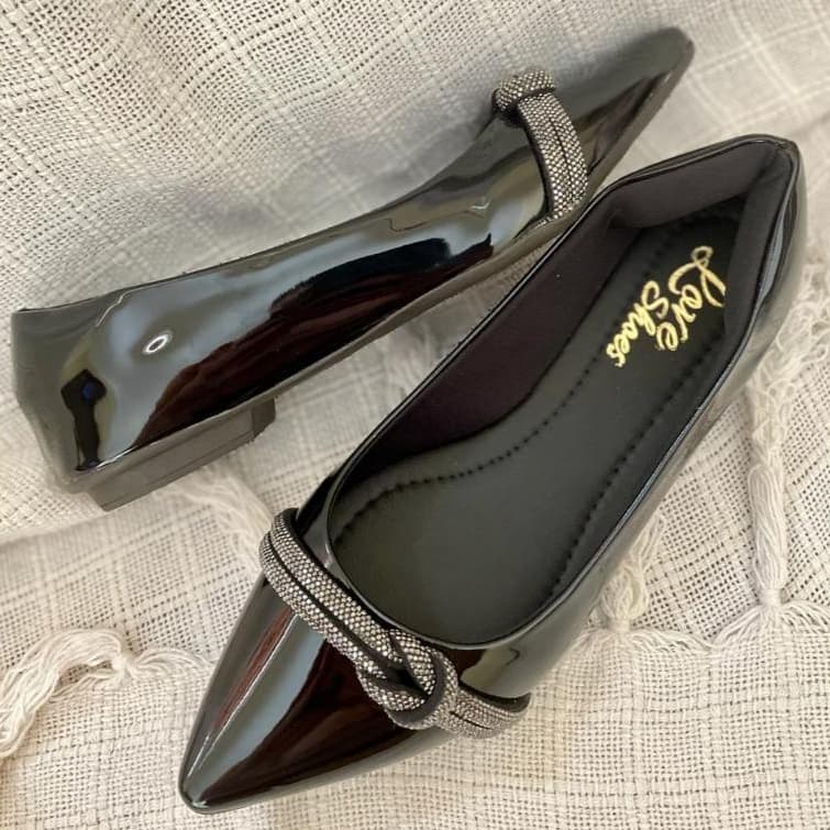Sapatilha Feminino Bico Fino Verniz Brilho Love On Feet Shoes 34 Ao 40