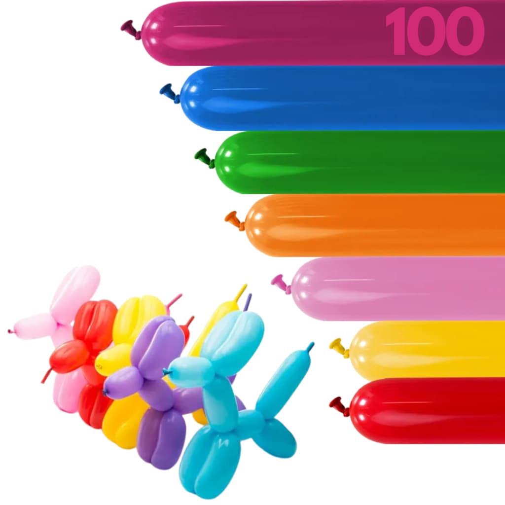 100 Balões Palito Bexiga Espaguete para Festa, Decoração e Escultura Modelagem Animação Palhaço