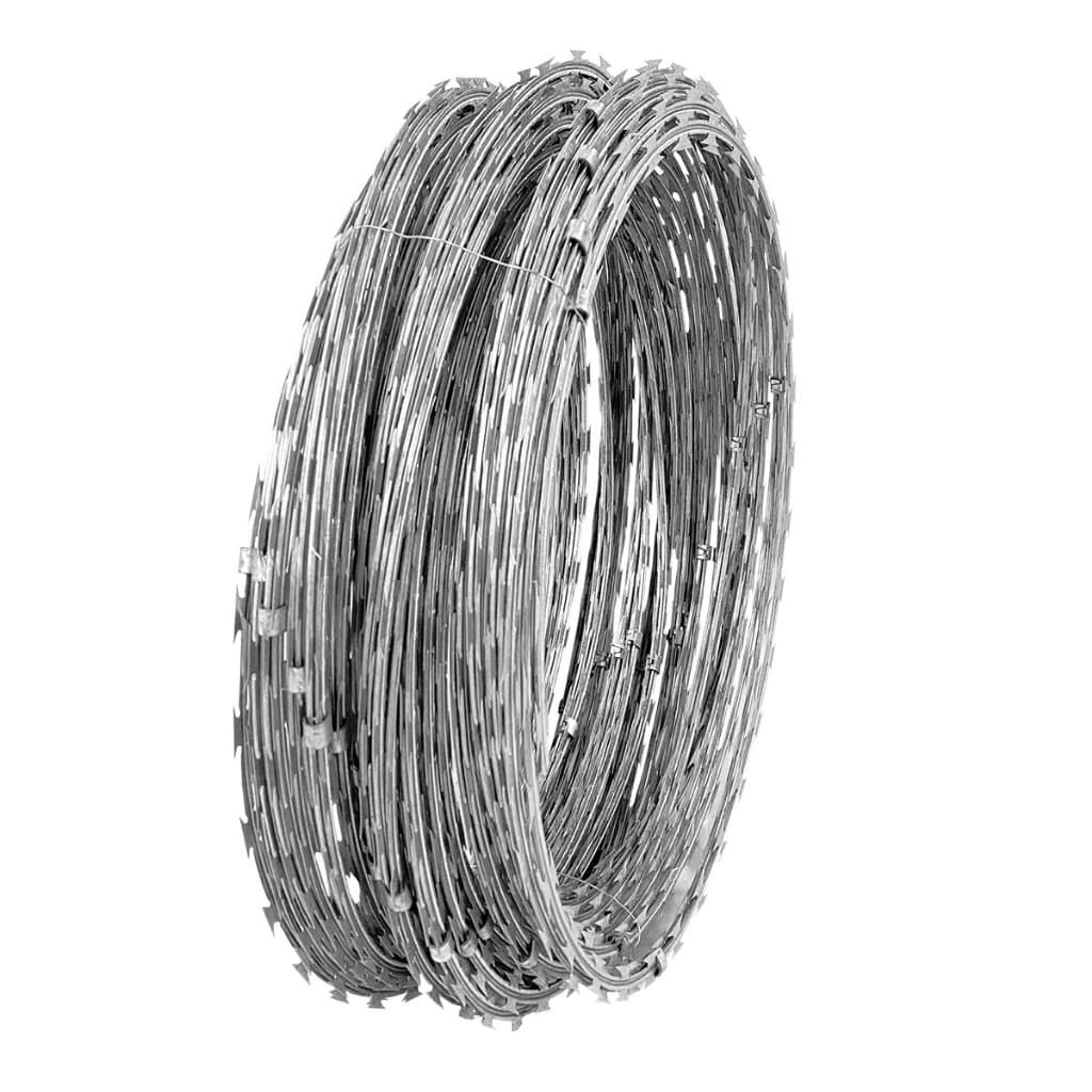 Concertina Perimetral Dupla em Aço Inox 8 metros, diâmetros 45cm, lâminas 30mm 56 Voltas, AISI304