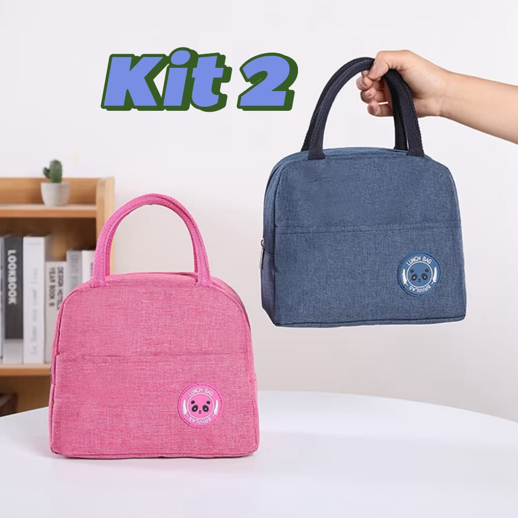 Kit 2 Bolsa Térmica Feminina Masculina Porta Marmita Lanche Bebida