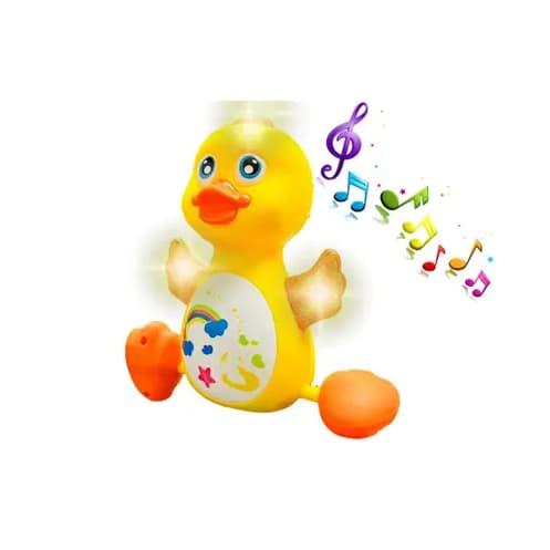 Patinho Musical Brinquedo que Anda Divertido Com Luzes Som e Cordinha Para Amarrar!