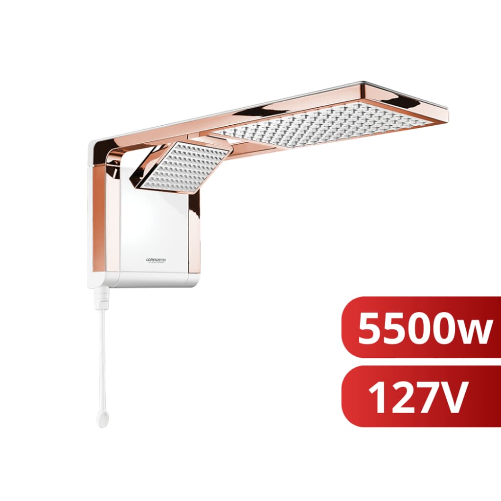 Chuveiro Elétrico Ducha Acqua Duo Rose Gold Branco 127V 5500w Lorenzetti