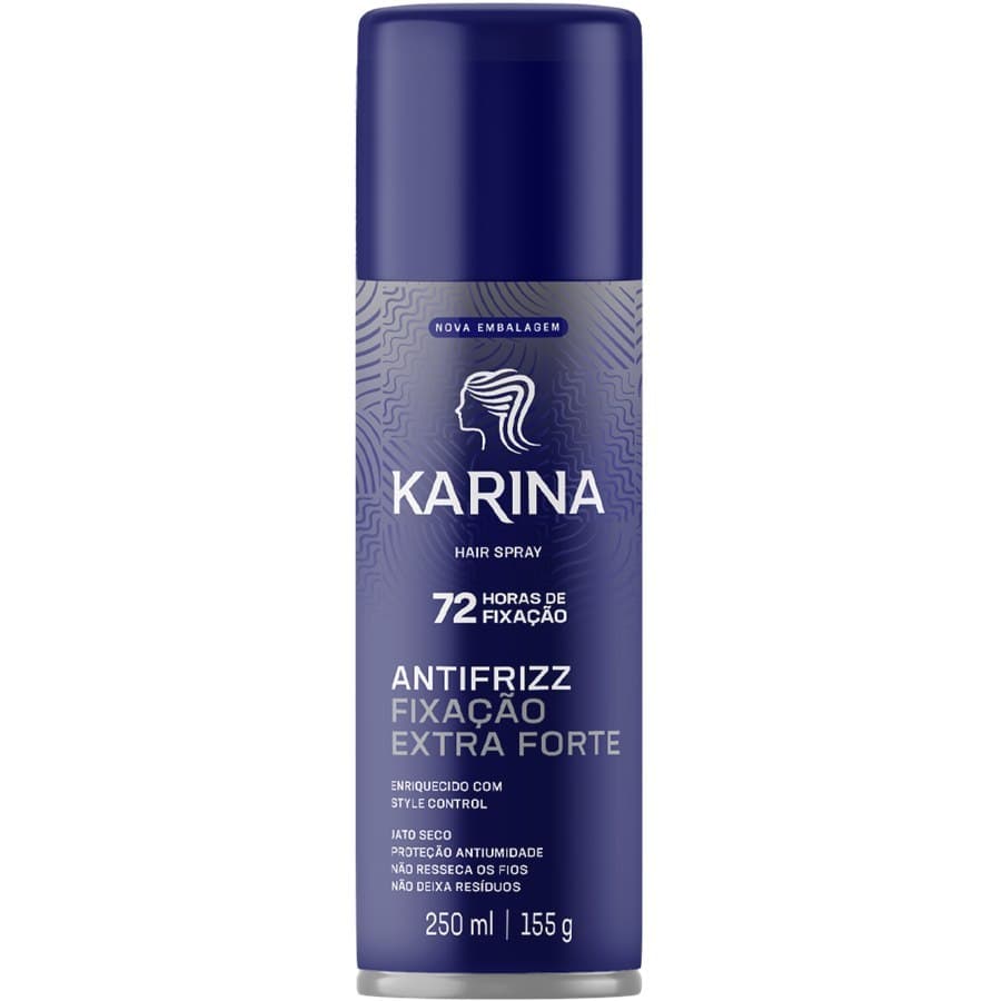 Hair Spray Fixador de Cabelo Karina Fixação Extra Forte 72 horas Antifrizz 250ml