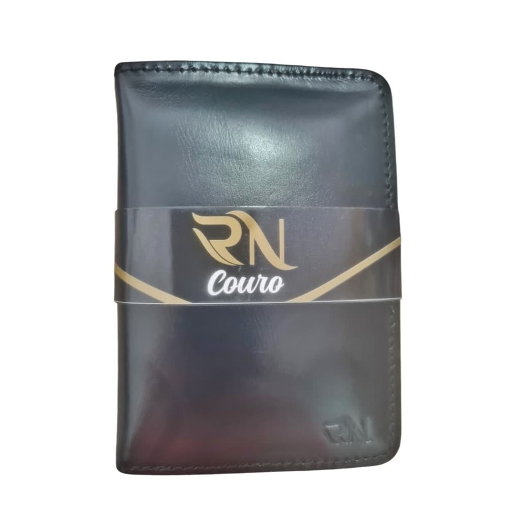 Carteira Masculina Pequena em Couro Legitimo Porta Cartão com 6 Plásticos e Compartimento Para Cartão