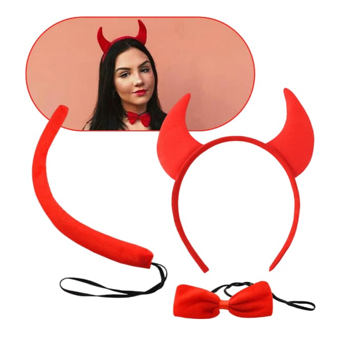 Kit Diabinha Cosplay Festa Fantasia Halloween Carnaval