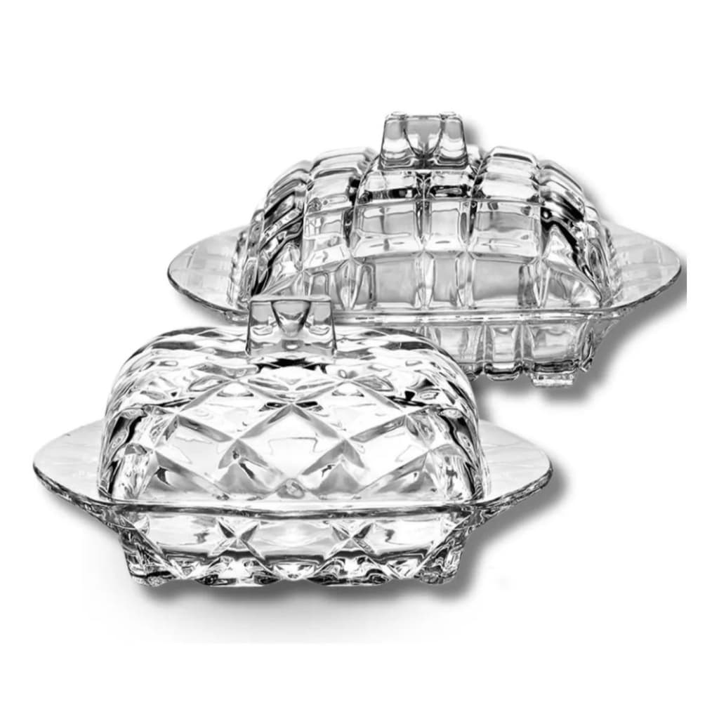 Manteigueira Vidro Cristal Tampa Porta Manteiga Luxo Premium Sortida