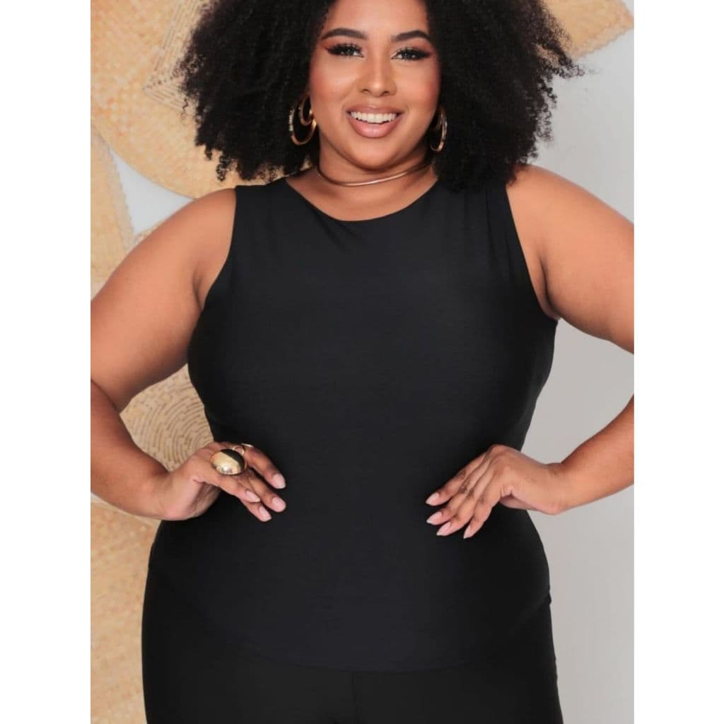 Regata Plus Size Feminina Basica Em Suplex Forro Duplo Gg E G1