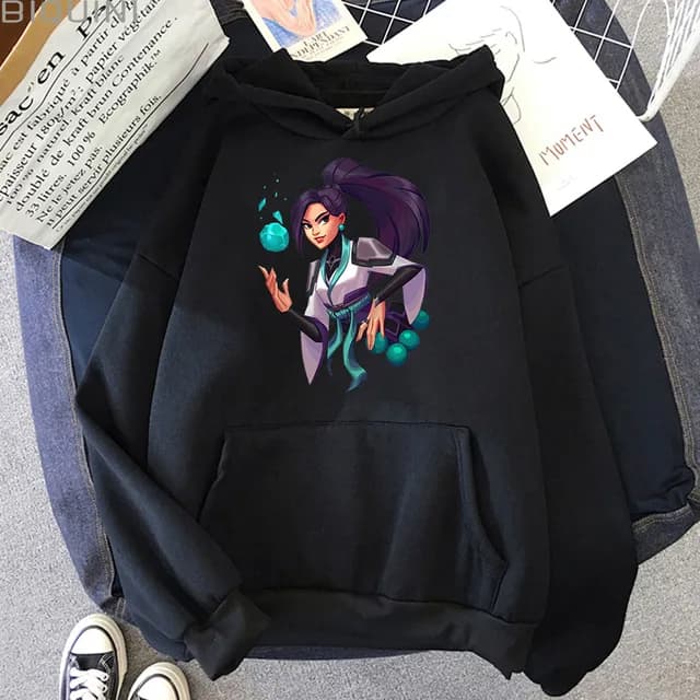 Blusa Moletom Canguru Com Capuz Jogo Valorant Kawaii Sage Game Casaco Unissex Inverno