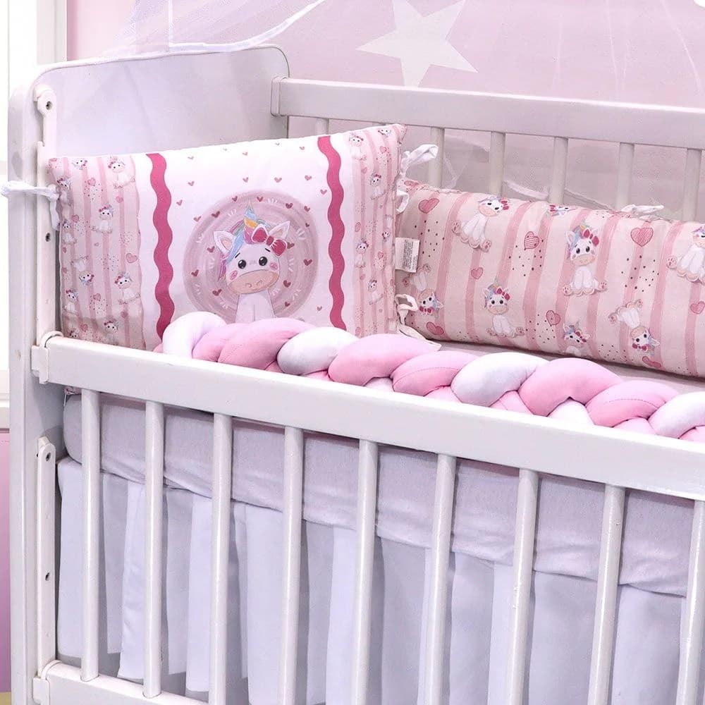 Kit Mini Berço 6 Peças Enxoval De Bebê Menina Menino Com Mosqueteiro