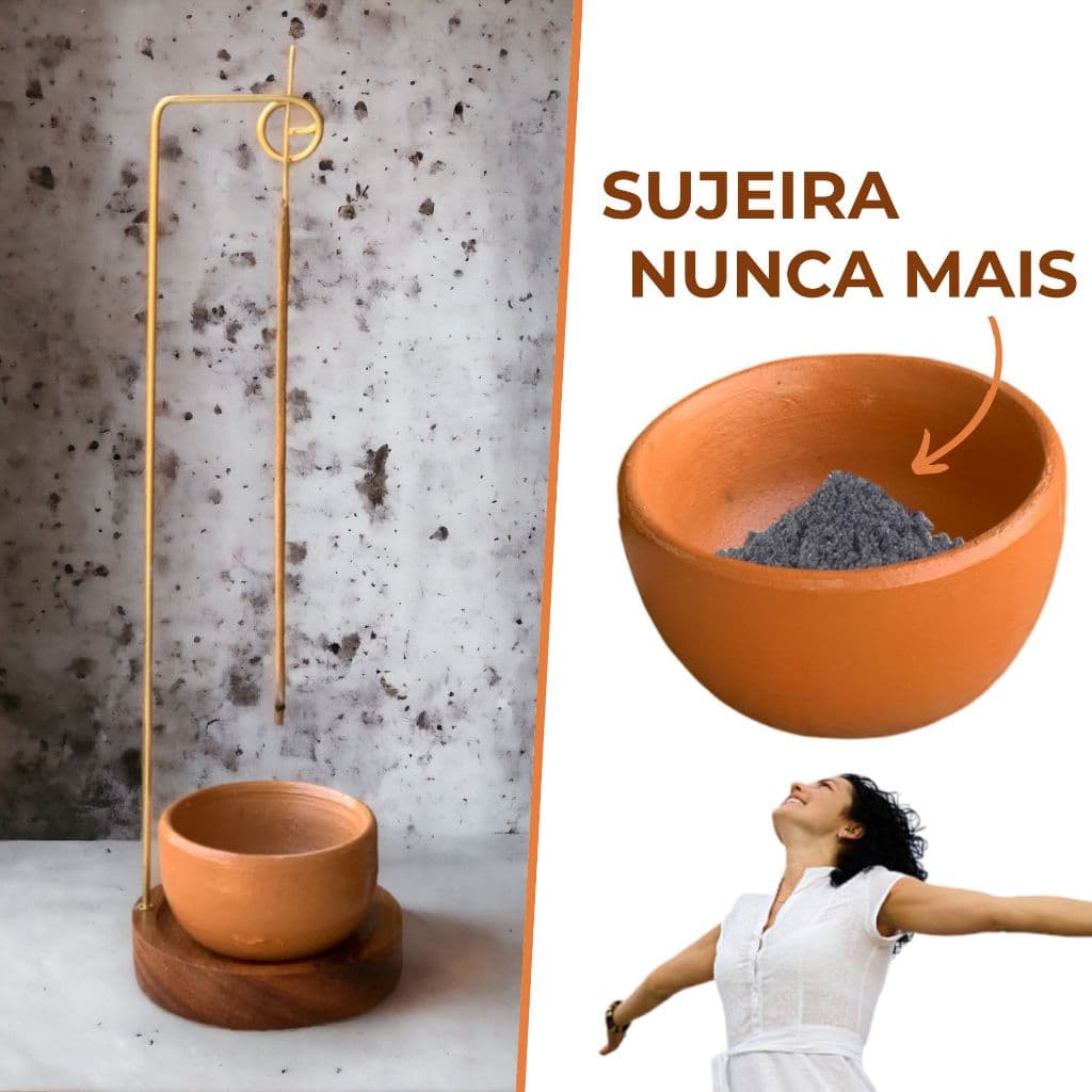Incensário Invertido Porta Incenso com Coletor de Cinzas - Sujeira Nunca Mais - Queimador de Incenso