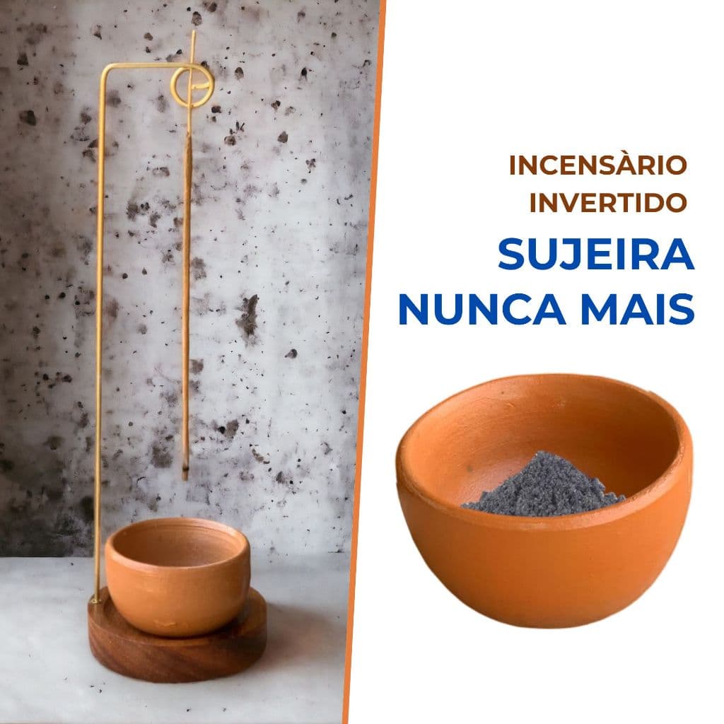 Porta Incenso Invertido - NÃO CAI CINZA FORA - Incensário ao Contrário com cumbuca limpa fácil