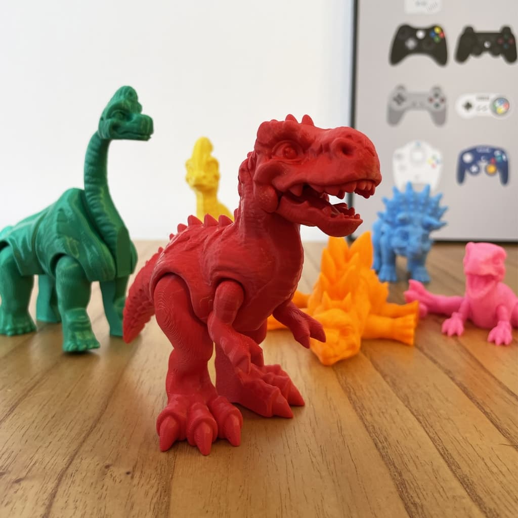 kit com seis Dinossauros articulados