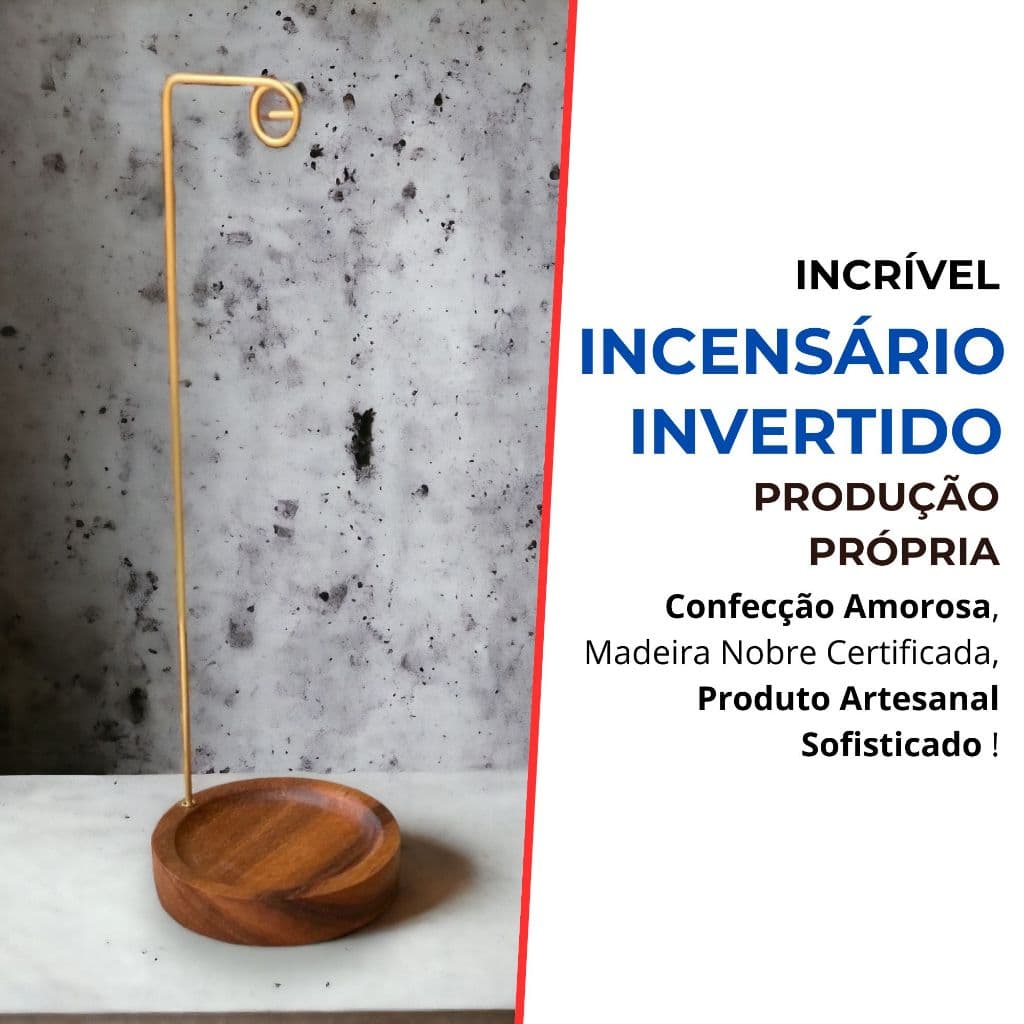 Incensário Queimador de Incenso Porta Incenso em Madeira Invertido