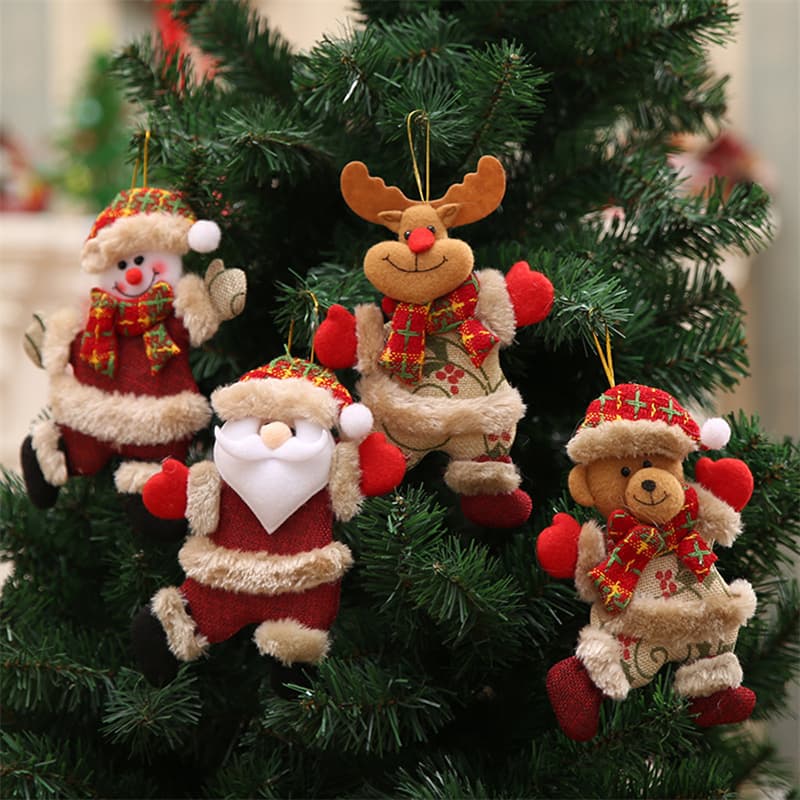 KIT Bonecos Papai Noel + Boneco Neve Feltro Enfeite Natal 17CM-- RIO MASTER NATAL