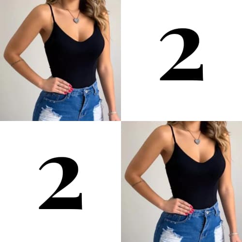 Kit 2 Body Feminino Alcinha Com Bojo Em Tecido Suplex