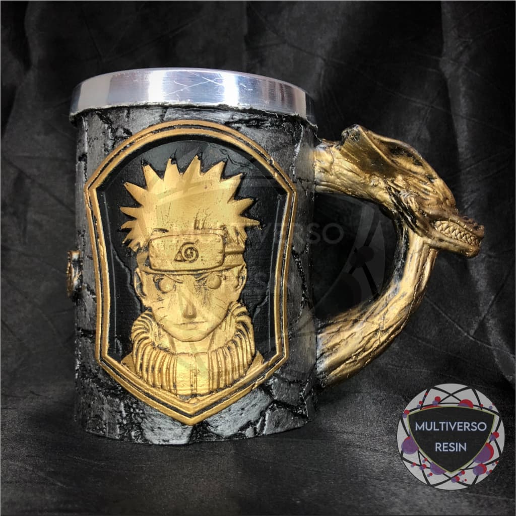 Caneca/Copo Naruto Raposa de 9/Nove Caldas Sasuke Kakashi 3D Resina