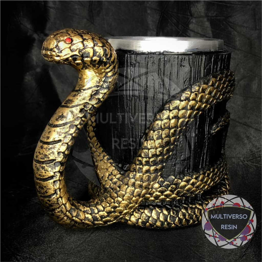 Caneca/Copo Cobra Criativa 3D Resina - Dourada