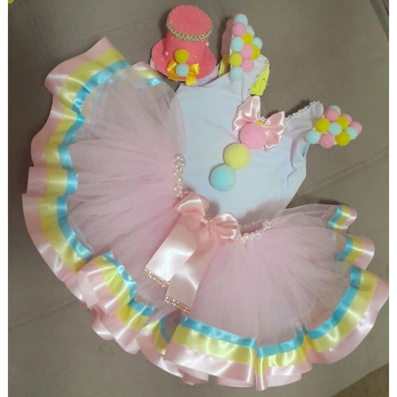 Conjunto Palhacinha tema circo rosa tutu luxo