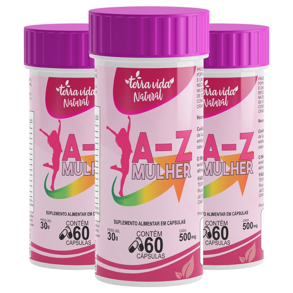 kit com 3 Multivitamínico A-Z Mulher 180 cápsulas