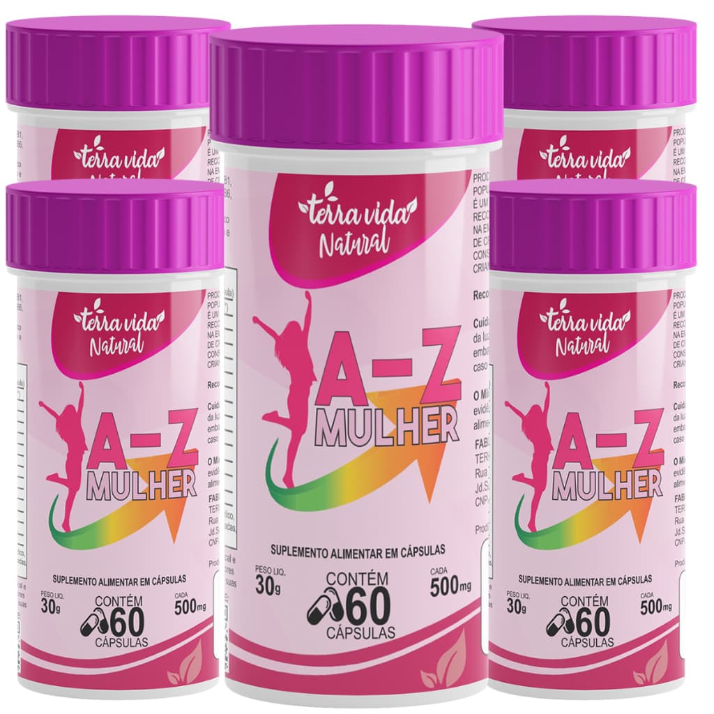 kit com 5 Multivitamínico A-Z Mulher 300 cápsulas