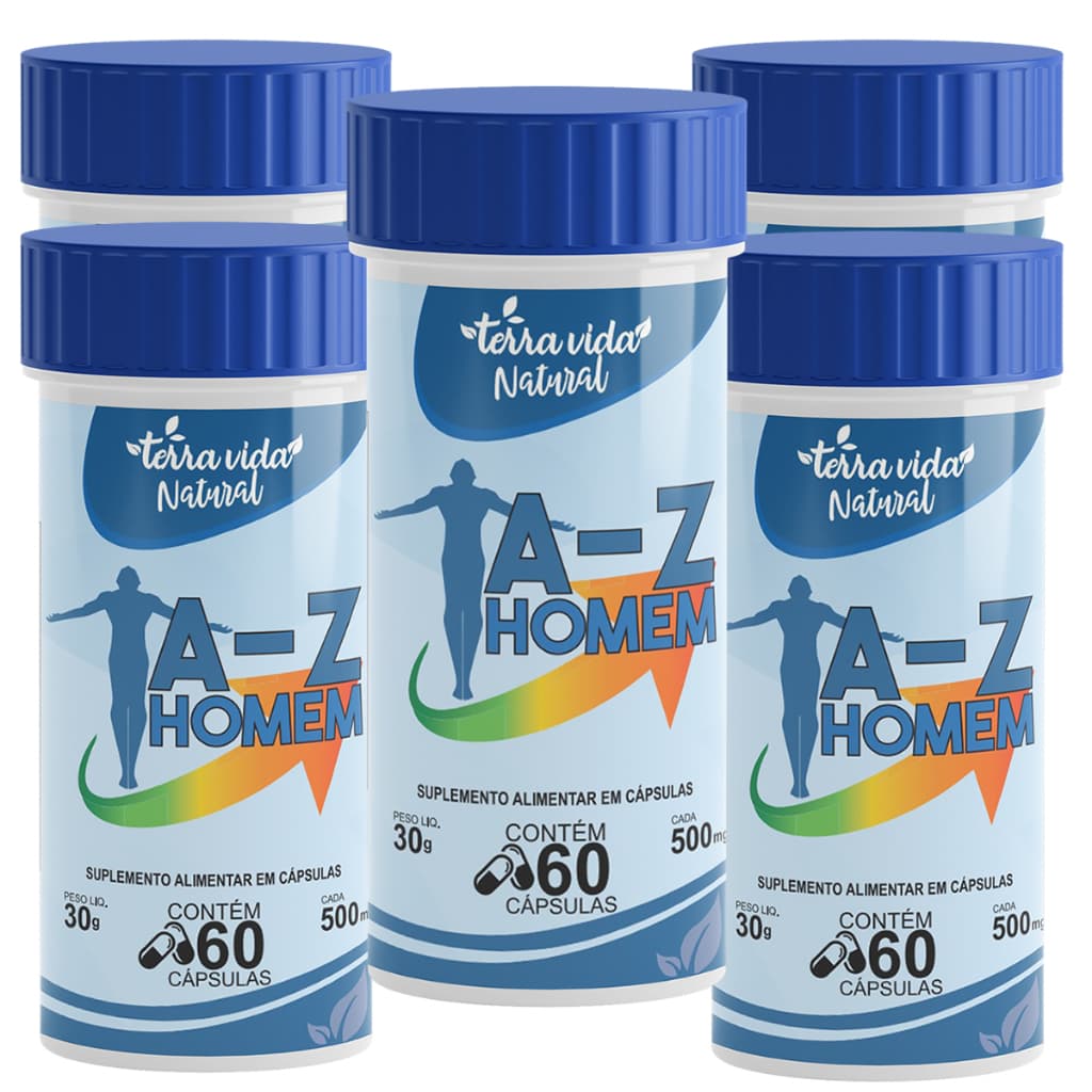 Kit com 5 Multivitamínico A-Z Homen 300 cápsulas