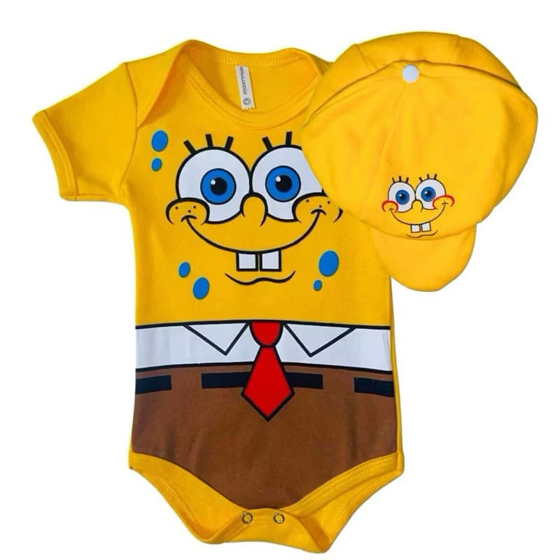 Body Bebê Com Boina Bob Esponja  Mesversario