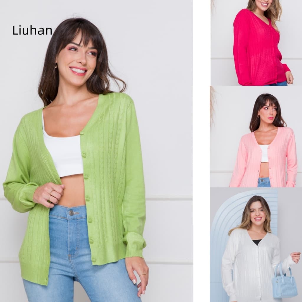 Liuhan Modas Casaco Modal Feminina Com Botões Moda Feminina Cardigan Inverno Com Detalhes Grosso