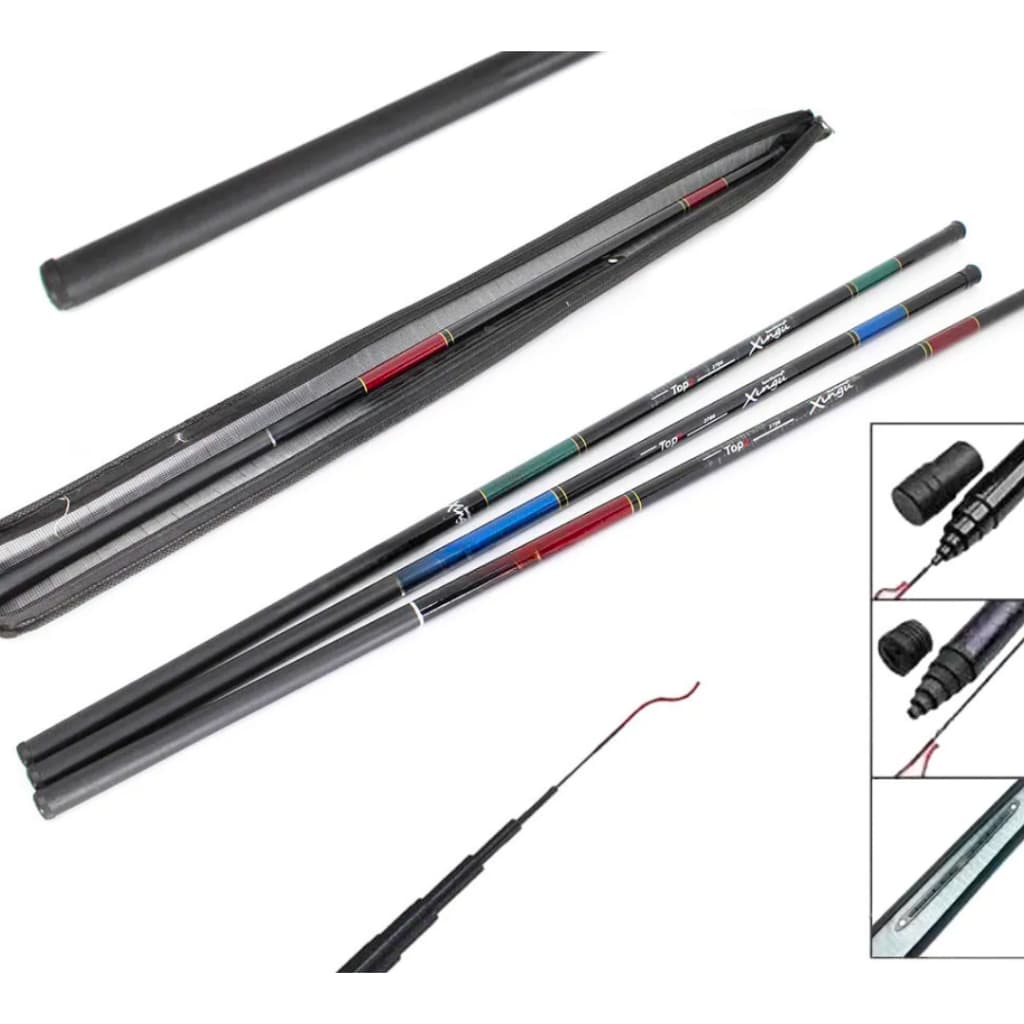 Kit Pesca 3 Varas Telescópica Lisa de Mão Caniço Pescaria Vários Tamanhos Fibra Vidro Resistente