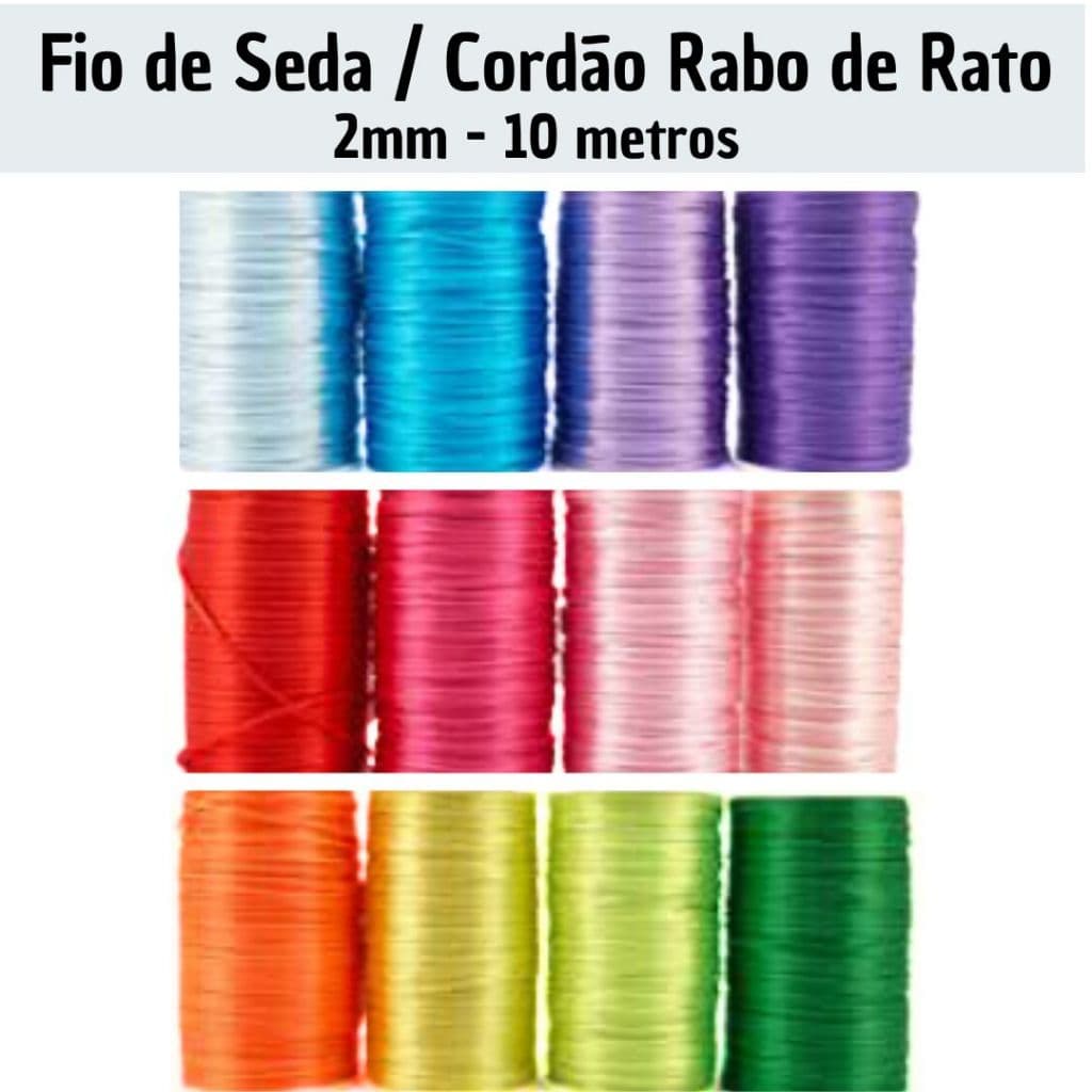 Fio de SEDA /Cordão Cetim Rabo de Rato 2mm - 10 metros ( várias cores)