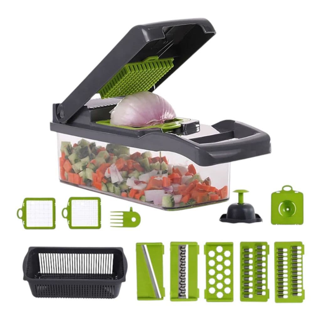 Kit multifunções cortador fatiador ralador de legumes e alimentos 16 pçs RF