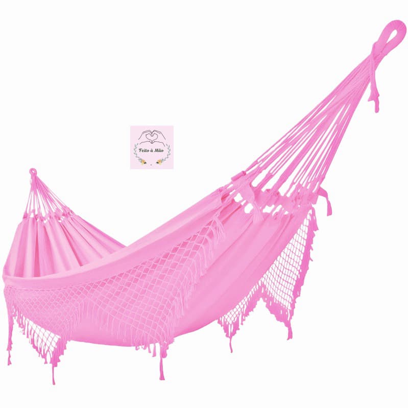 REDE DE DORMI DESCANSO GRANDE CASAL ROSA BEBÊ ROSA CLARO