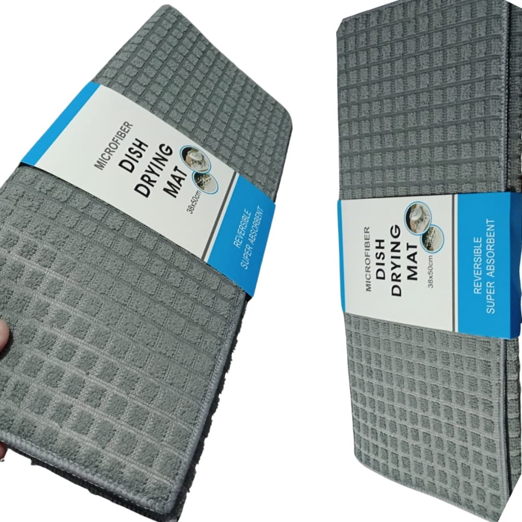 KIT 2 TAPETE CINZA MICROFIBRA SUPER ABSORVENTE ESCORREDOR DE LOUÇA PANO DE PIA COZINHA, 50X38CM