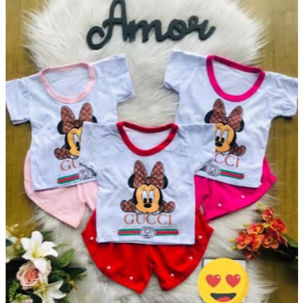 Conjunto Shorts + Camiseta Para Bebês Menina / Tamanho Único / Diversas Cores