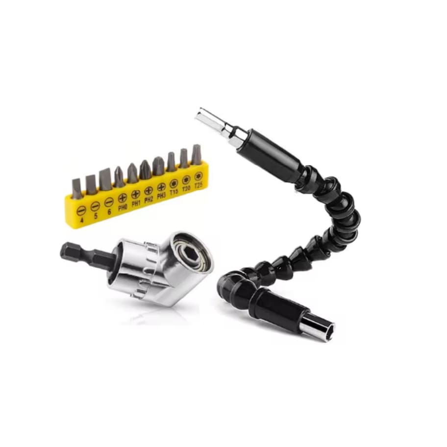 Cabo Extensor Flexível + Adaptador Angular + kit de bit Para Parafusadeira