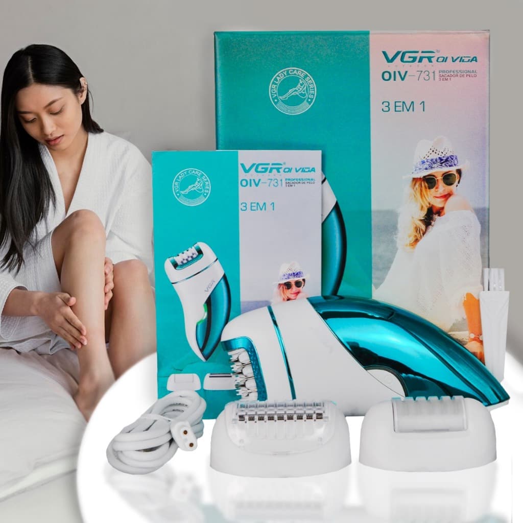 Depilador De Pelo Remoção 3 em 1 De Cabelo Lady Shaver Removedor De Calos Elétrica Depiladora Profissional-VGR V-731