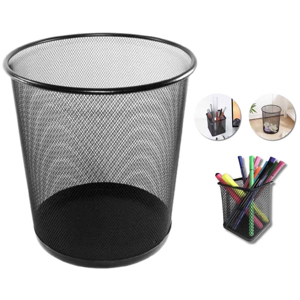 Lixeira Cesto 12 Litros Lixo + Organizador Porta Lápis Caneta Escritório Home Office Papelaria