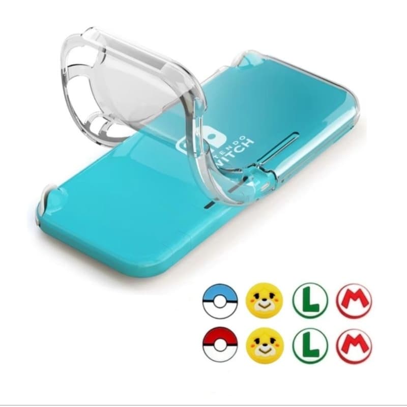 Capa TPU Silicone macio ,Transparente ,Par grips Mario/Luigi ,Pokémon, Película HD vidro temperada. NINTENDO SWITCH LITE