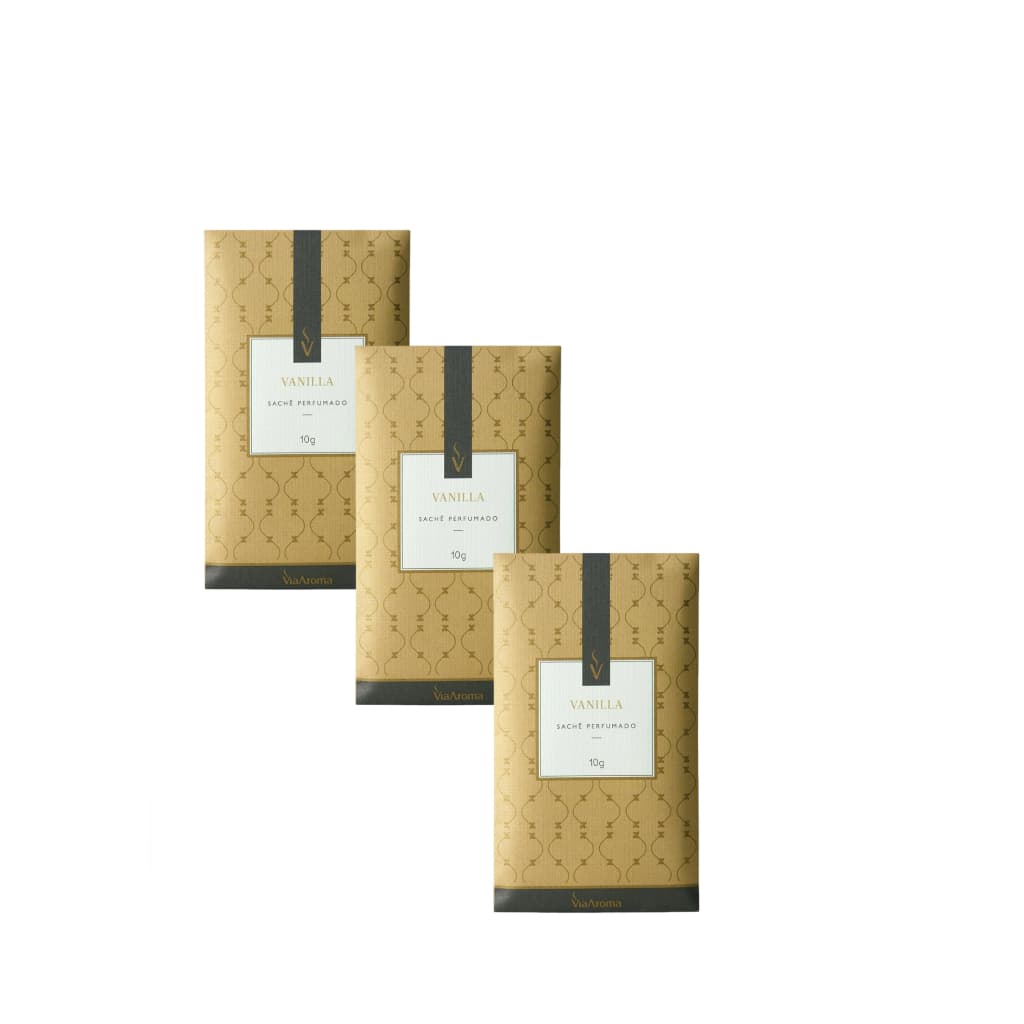 SACHES AROMATIZANTE VANILLA P/ AMBIENTE KIT COM 3 VIA AROMA 10G VANILLA