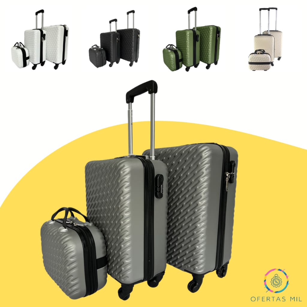 Kit De 3 Malas De Viagem Winth Padrão Internacional Media Bordo Frasqueira Linha Premium + Brinde