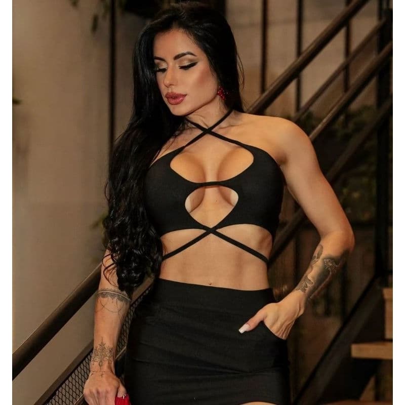 Top Cropped Amarração Cruzado Suplex Moda Gringa