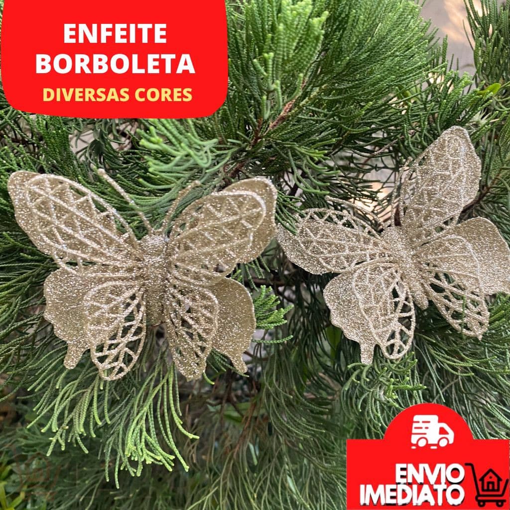 Enfeite Borboleta Natal Decoração Árvore Guirlanda Enfeites Natalinos Kit Borboletas