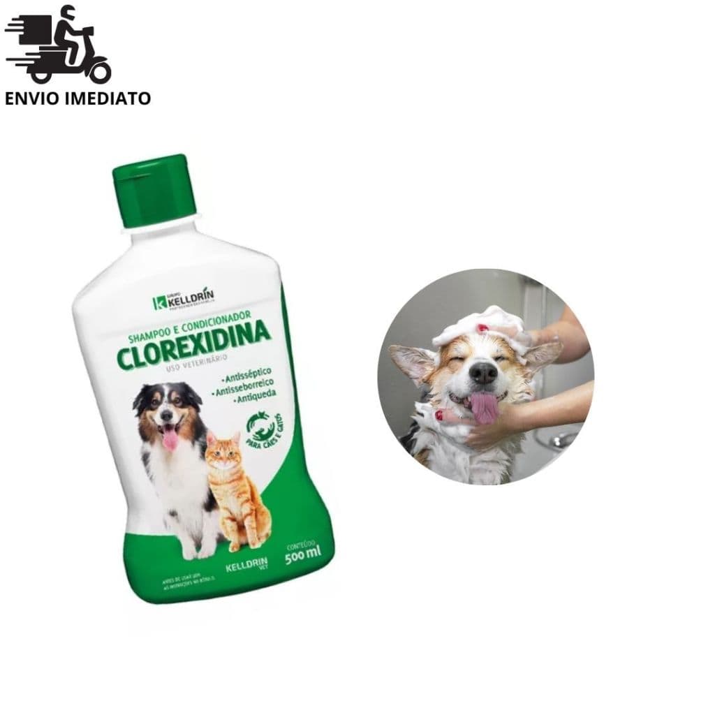 Shampoo E Condicionador Com Clorexidina Para Cães E Gatos Uso Veterinário Kelldrin 5 Em 1