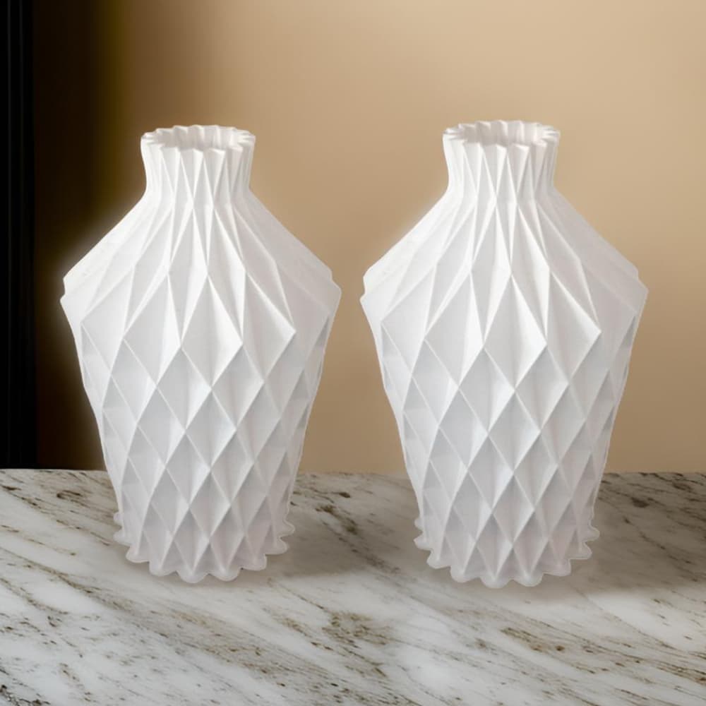 Criativa Plásticos - Kit 2 Vasos Modernos Estilo Origami - Feitos em Plastico de Alta Qualidade