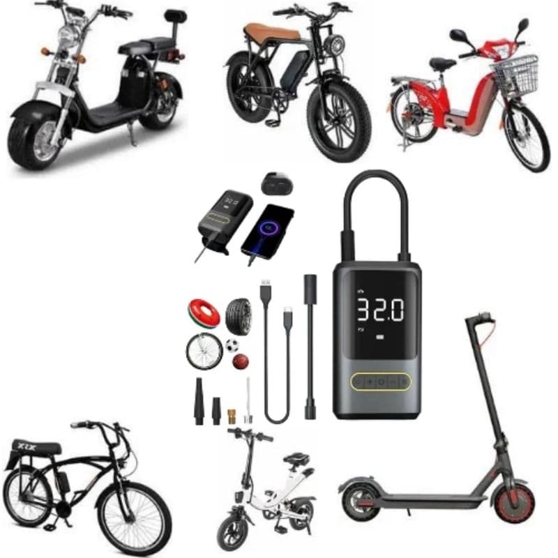 Bomba De Ar Compressor 150psi+ Power bank 2000mha Do Carro Moto Bike Elétrica
