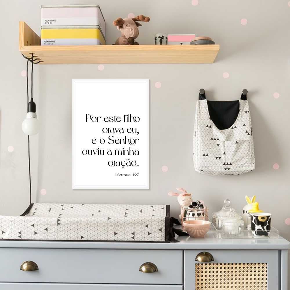 Quadro Decorativo Por Esse Filho Orava Eu, E O Senhor Ouviu A Minha Oração Moldura Caixa TokQuadros