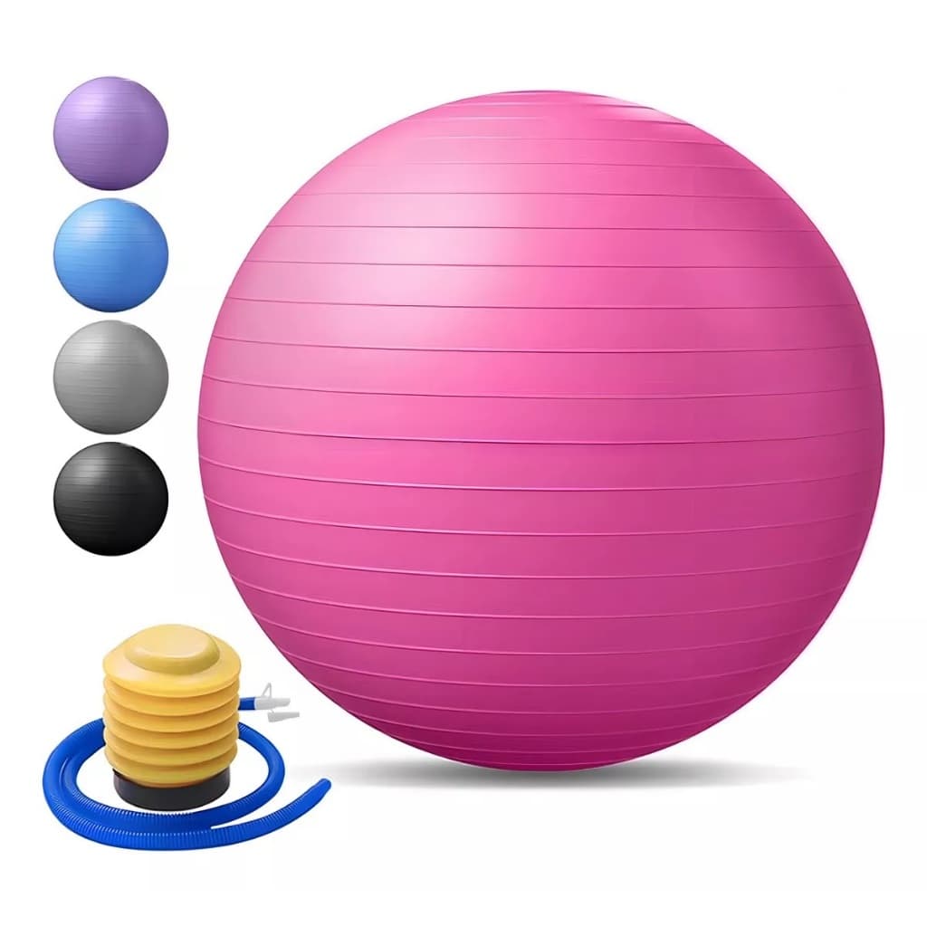 Bola Pilates Yoga Fisioterapia Suiça 65cm + Bomba Inflar - Rosa