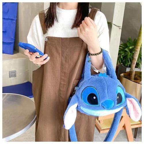 Nova bolsa de pelúcia Stitch macia e fofa para meninas