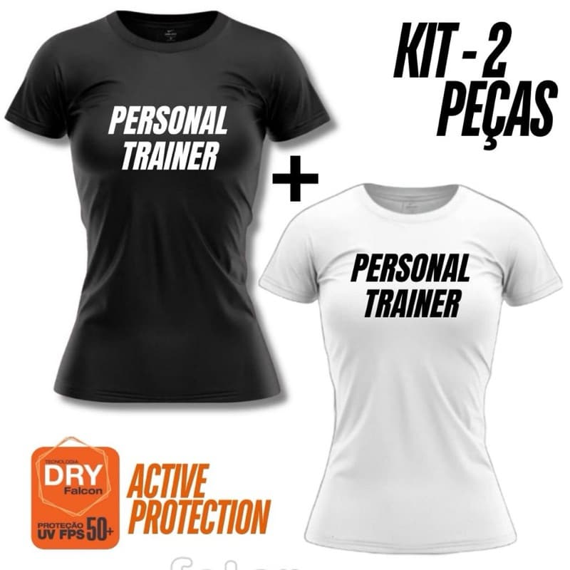 kit 2 Camiseta Feminina Personal Trainer Baby Look Treino Academia