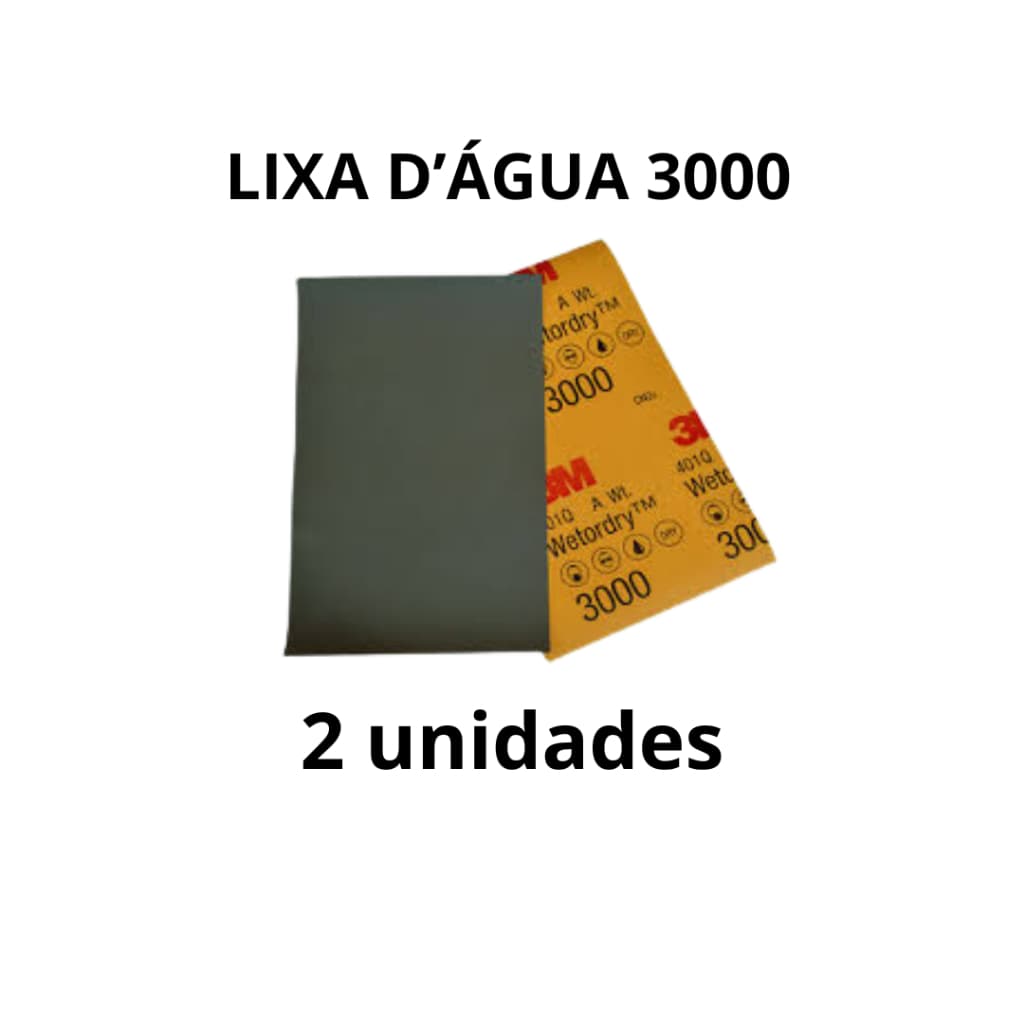 Kit 2 Lixa D'água 3000 3M (meia folha) Lixa para Polimento